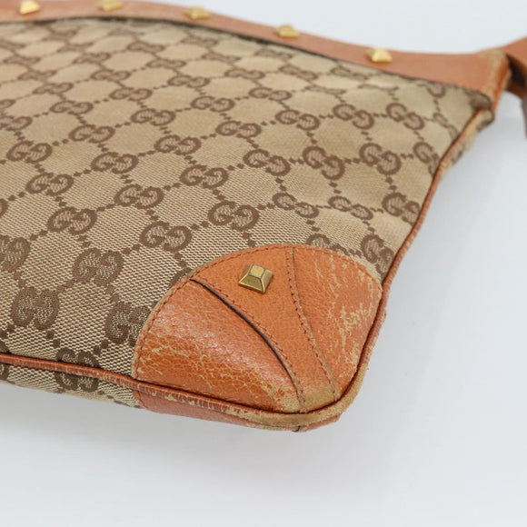 GUCCI GG Canvas Shoulder Bag Beige Gold 120893 Auth 183669