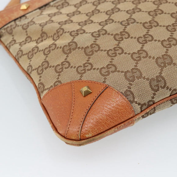 GUCCI GG Canvas Shoulder Bag Beige Gold 120893 Auth 183669