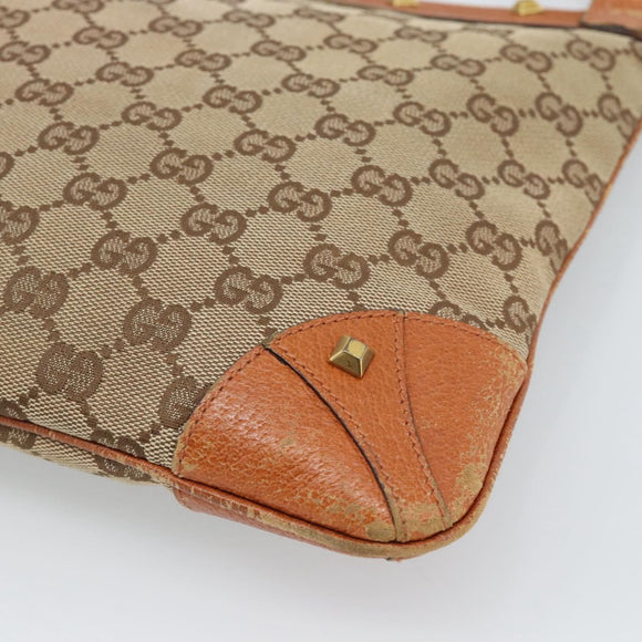 GUCCI GG Canvas Shoulder Bag Beige Gold 120893 Auth 183669
