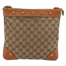 GUCCI GG Canvas Shoulder Bag Beige Gold 120893 Auth 183669-2