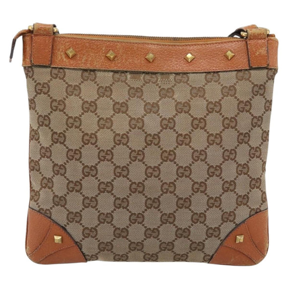 GUCCI GG Canvas Shoulder Bag Beige Gold 120893 Auth 183669