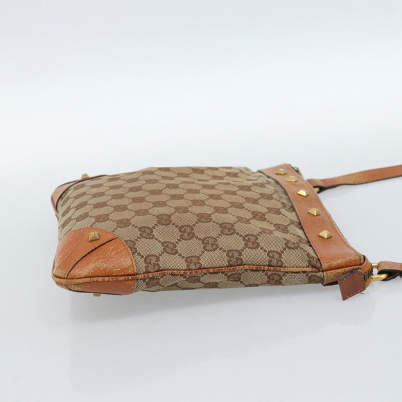 GUCCI GG Canvas Shoulder Bag Beige Gold 120893 Auth 183669