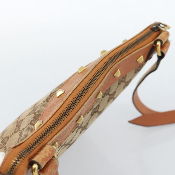 GUCCI GG Canvas Shoulder Bag Beige Gold 120893 Auth 183669