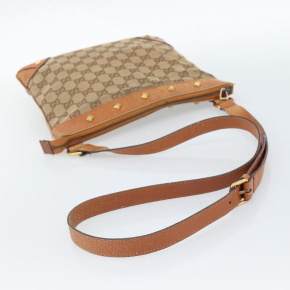 GUCCI GG Canvas Shoulder Bag Beige Gold 120893 Auth 183669