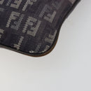 FENDI Zucchino Canvas Shoulder Bag Gray Silver Auth 183672A-15
