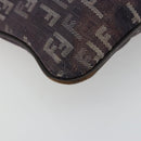 FENDI Zucchino Canvas Shoulder Bag Gray Silver Auth 183672A-16