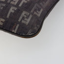 FENDI Zucchino Canvas Shoulder Bag Gray Silver Auth 183672A-17