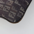 FENDI Zucchino Canvas Shoulder Bag Gray Silver Auth 183672A-18