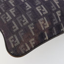 FENDI Zucchino Canvas Shoulder Bag Gray Silver Auth 183672A-19