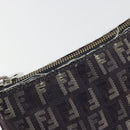 FENDI Zucchino Canvas Shoulder Bag Gray Silver Auth 183672A-9