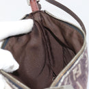 FENDI Zucchino Canvas Shoulder Bag Gray Silver Auth 183672A-23