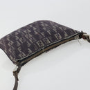 FENDI Zucchino Canvas Shoulder Bag Gray Silver Auth 183672A-6