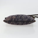 FENDI Zucchino Canvas Shoulder Bag Gray Silver Auth 183672A-5