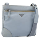 PRADA Shoulder Bag Leather Light Blue Silver Auth 183673A-1