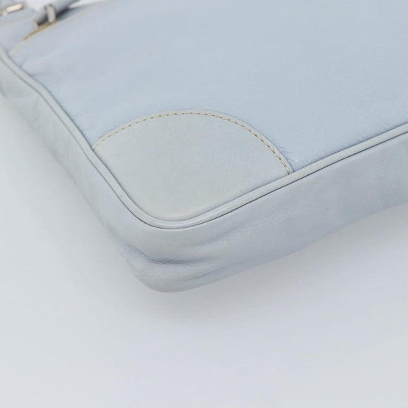 PRADA Shoulder Bag Leather Light Blue Silver Auth 183673A