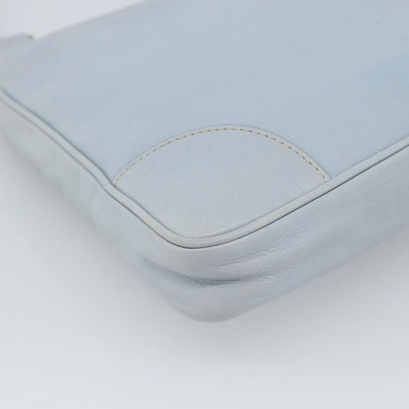 PRADA Shoulder Bag Leather Light Blue Silver Auth 183673A