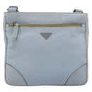 PRADA Shoulder Bag Leather Light Blue Silver Auth 183673A-13