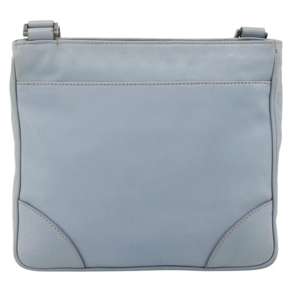 PRADA Shoulder Bag Leather Light Blue Silver Auth 183673A