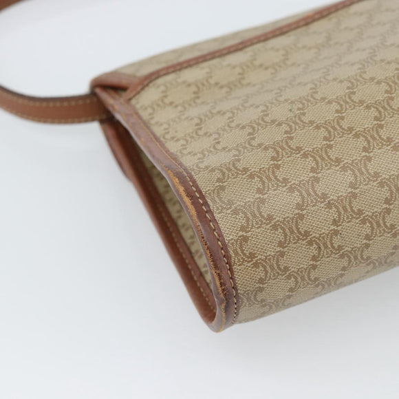 CELINE Macadam Canvas Shoulder Bag PVC Beige Gold Auth 183675