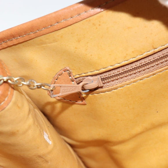 CELINE Macadam Canvas Shoulder Bag PVC Beige Gold Auth 183675