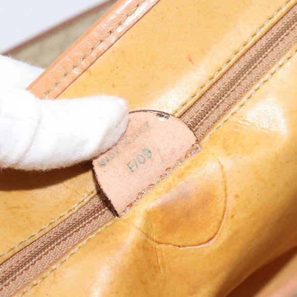 CELINE Macadam Canvas Shoulder Bag PVC Beige Gold Auth 183675