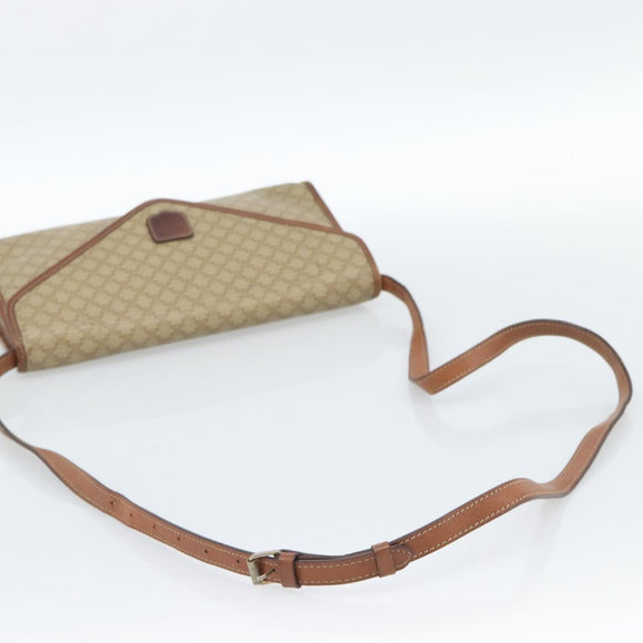 CELINE Macadam Canvas Shoulder Bag PVC Beige Gold Auth 183675