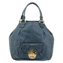 Miu Miu Hand Bag Leather Navy Gold Auth 183676A-13