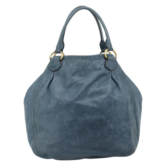 Miu Miu Hand Bag Leather Navy Gold Auth 183676A