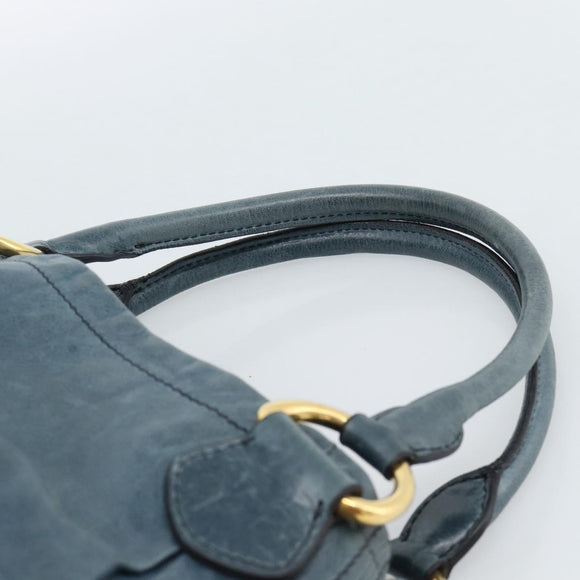 Miu Miu Hand Bag Leather Navy Gold Auth 183676A