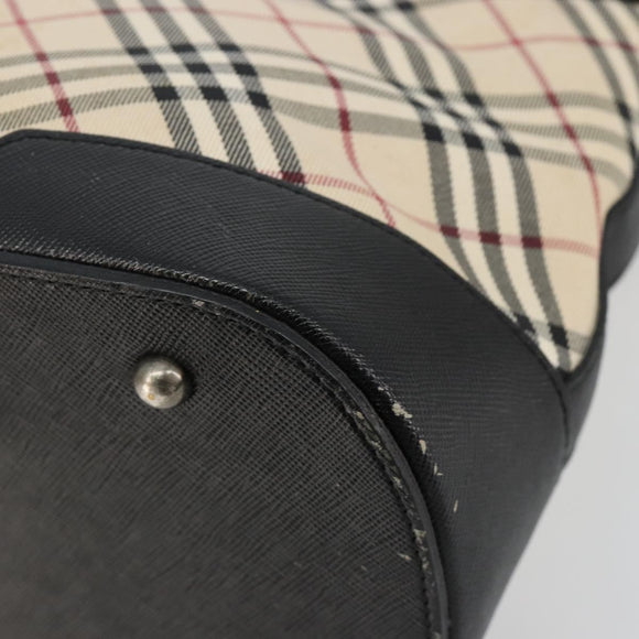 BURBERRY Nova Check Shoulder Bag Canvas Beige Silver Auth 183677