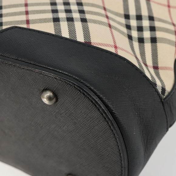 BURBERRY Nova Check Shoulder Bag Canvas Beige Silver Auth 183677
