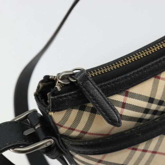 BURBERRY Nova Check Shoulder Bag Canvas Beige Silver Auth 183677
