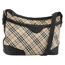 BURBERRY Nova Check Shoulder Bag Canvas Beige Silver Auth 183677-1