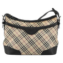 BURBERRY Nova Check Shoulder Bag Canvas Beige Silver Auth 183677-2