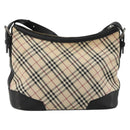 BURBERRY Nova Check Shoulder Bag Canvas Beige Silver Auth 183677-3