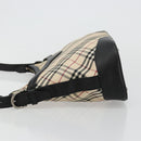 BURBERRY Nova Check Shoulder Bag Canvas Beige Silver Auth 183677-5