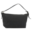 CELINE C Macadam Canvas Shoulder Bag Black Silver Auth 183678A-1