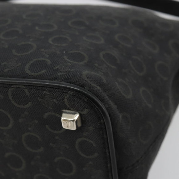 CELINE C Macadam Canvas Shoulder Bag Black Silver Auth 183678A