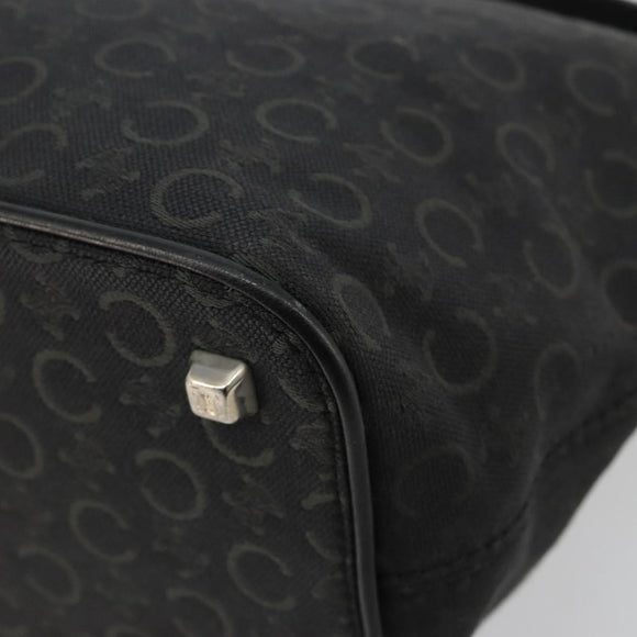 CELINE C Macadam Canvas Shoulder Bag Black Silver Auth 183678A