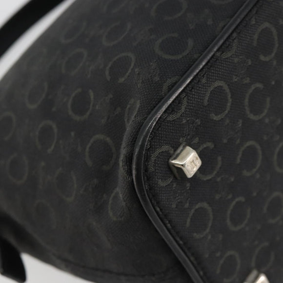 CELINE C Macadam Canvas Shoulder Bag Black Silver Auth 183678A