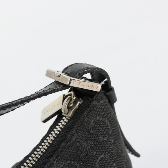 CELINE C Macadam Canvas Shoulder Bag Black Silver Auth 183678A