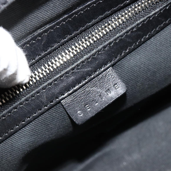 CELINE C Macadam Canvas Shoulder Bag Black Silver Auth 183678A