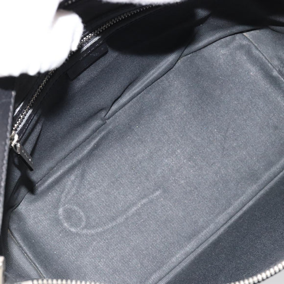 CELINE C Macadam Canvas Shoulder Bag Black Silver Auth 183678A