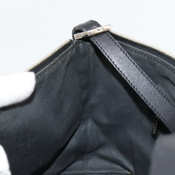 CELINE C Macadam Canvas Shoulder Bag Black Silver Auth 183678A
