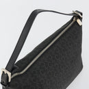 CELINE C Macadam Canvas Shoulder Bag Black Silver Auth 183678A-6