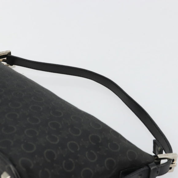 CELINE C Macadam Canvas Shoulder Bag Black Silver Auth 183678A