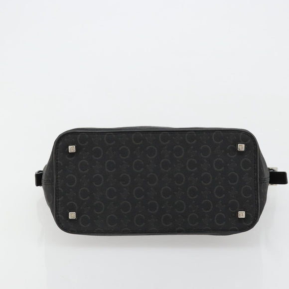 CELINE C Macadam Canvas Shoulder Bag Black Silver Auth 183678A