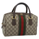GUCCI GG Supreme Web Sherry Line Bag PVC Beige Gold 67 01 4422 Auth 183682-1