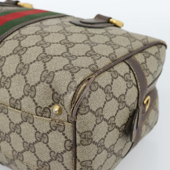GUCCI GG Supreme Web Sherry Line Bag PVC Beige Gold 67 01 4422 Auth 183682