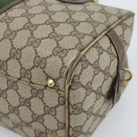 GUCCI GG Supreme Web Sherry Line Bag PVC Beige Gold 67 01 4422 Auth 183682